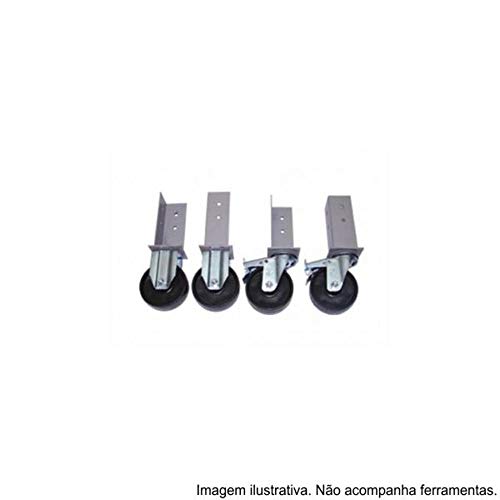 Jogo de rodízios com coluna para bancada hobby com 2 pçs fixas e 2 giratórias - Marcon