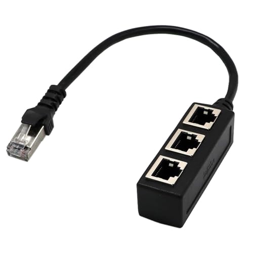 Genérico Cable divisor Ethernet RJ45, Rj45 1 Macho a 3 Hembra Lan Divisor de Cable Ethernet, Conector con 3 Puertos