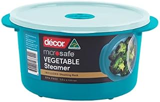 Décor Microsafe Round Container 1.5L | BPA free | Microwave Bowl | Steam Release Vent | Dishwasher safe, Teal