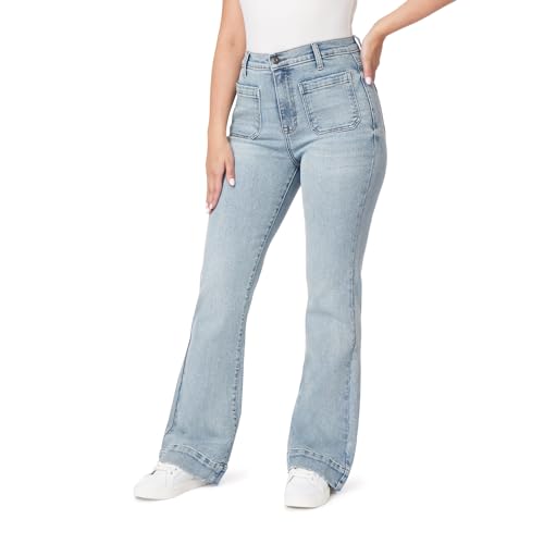 kensie Jeans for Women High-Rise Patch Pocket Flare 32-Inch Inseam, Size 0-142