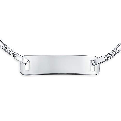 Image of Bling Jewelry Dainty Personalize Engrave Thin Identification ID Bracelet Curb Cuban Link Name Plated.925 Silver Sterling Small Wrist 6 Inch