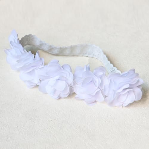 Baby Girls Headband Floral Crown for Little Girls Flower Headbands Soft Stretchy Head Wrap for Infant Toddler Hair Accessories (white)4