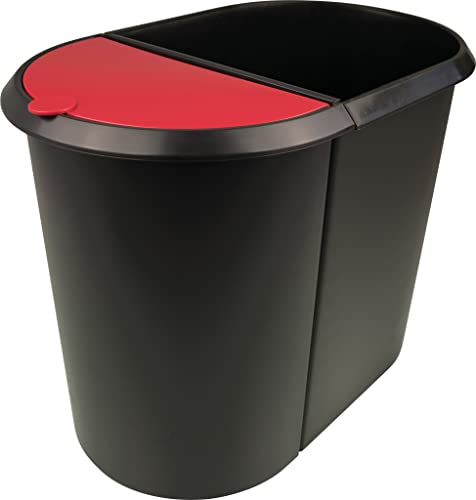 Corbeille à papier Helit H6103992 double bac 20l 9l noir rouge