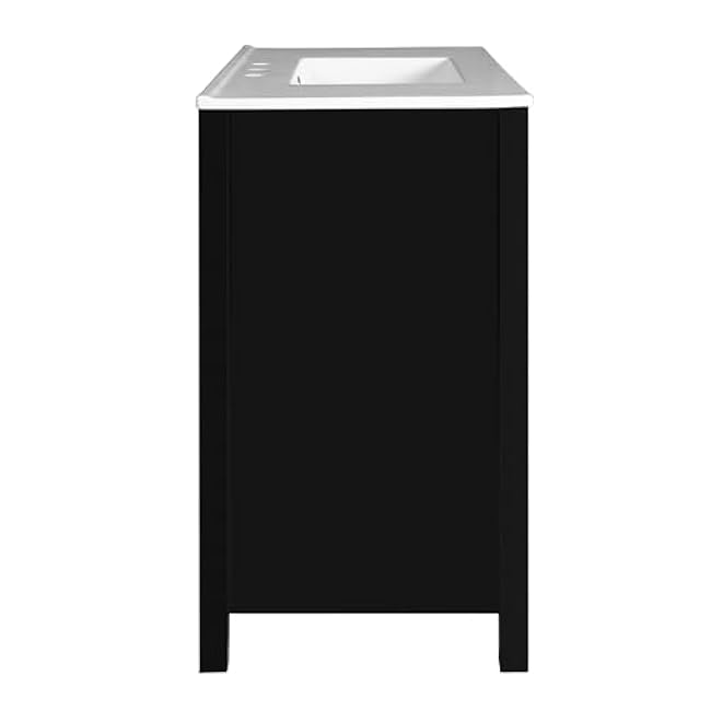 Modern Bathroom Vanity with Ceramic Sink Combo, Solid Wood Frame Bathroom Storage Cabinet with 4 Drawers& Soft Closing Doors, Freestanding Vanity Set