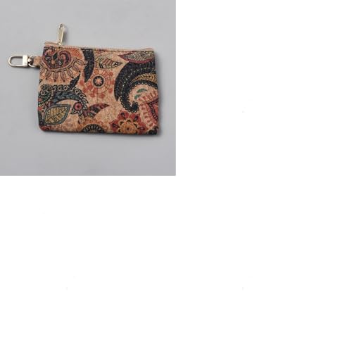Image of GORGECRAFT 7.2x3.4 Inch Cork Makeup Bag Purse Vintage Floral Art Pouch Cork Makeup Bag Bohemian Printed Cosmetic Bag Change Wallet Credit Card Holder Zipper Pouch Vegan Wallet with Clasp