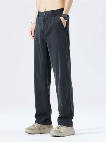 Hndudnff Men's Summer Thin Loose Jeans Casual Distressed Soft Stretch Straight Denim Long Pants4