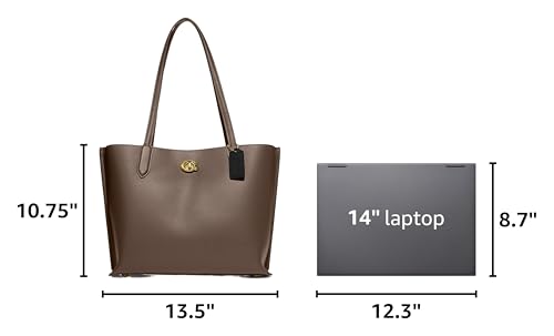Image of COACH Polished Pebble Leather Willow Tote, Dark Stone