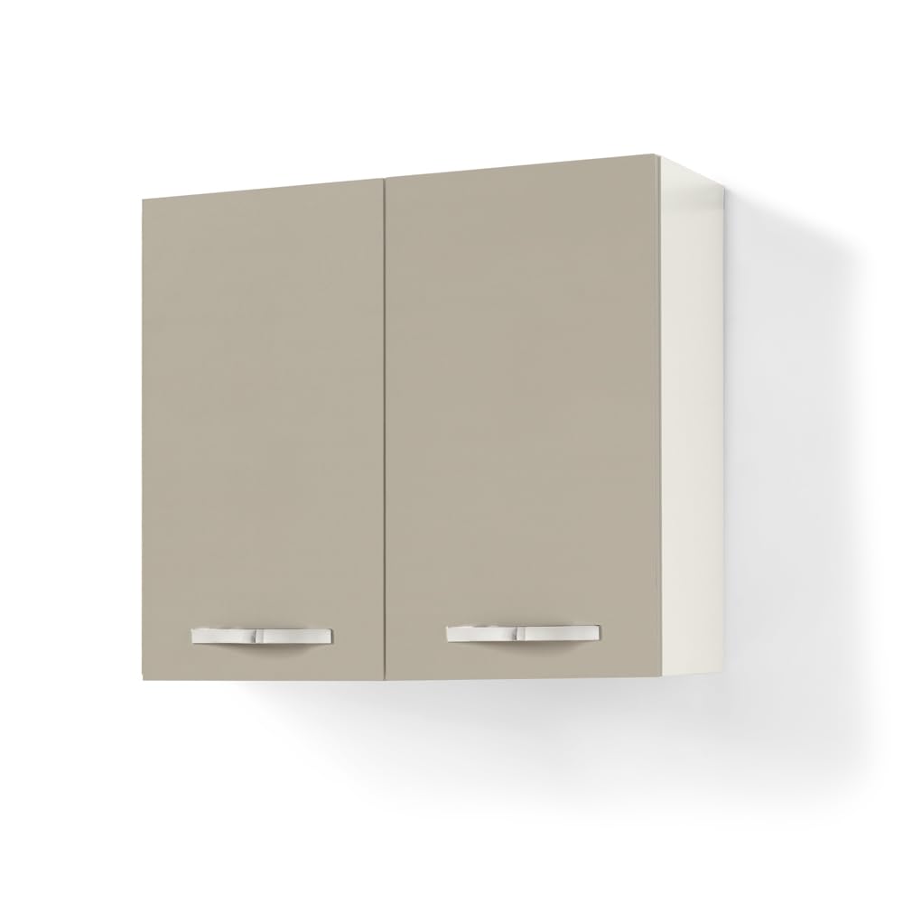 REDÒKASA Pensile per cucina componibile da 80 cm con 2 ante linea MAKA, realizzata in legno 100% MADE IN ITALY (Tortora)