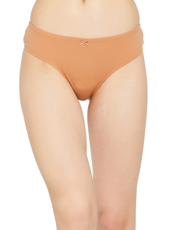 clovia Women's Cotton Low Waist Thong in Beige-picture-19