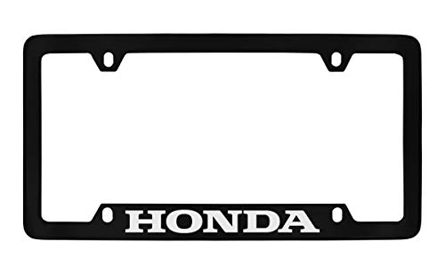 License Frame Inc. Honda Workmark Black Coated Zinc Bottom Engraved License Plate Frame Holder