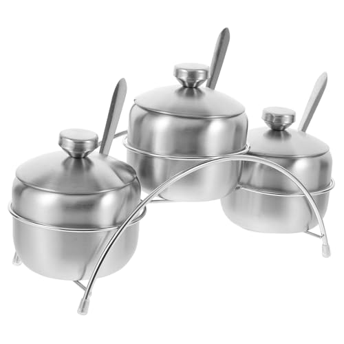 Garneck 1 Set Jars for Kitchen Storage Silver Bottle Stainless Steel Seasoning Container Metal Seasoning Pot