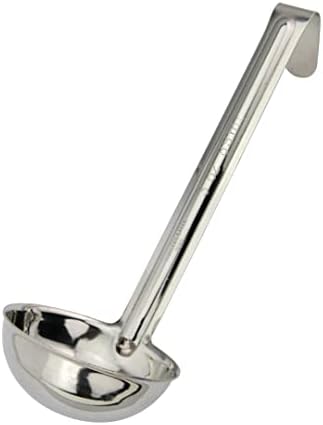 Winco LDI-30SH, 3 Oz Stainless Steel Soup Ladle with 6-Inch Handle, One Piece Sauce Portioner, Solid Serving Spoon, NSF