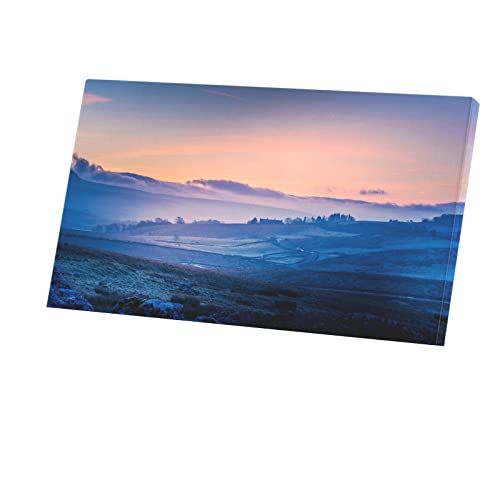 Tableau paysage campagne coucher de soleil 107x60 cm pour salon