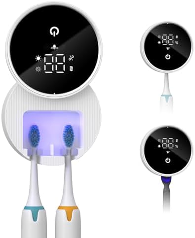 ORIA UV Toothbrush Holder Wall Mounted, Electric Toothbrush Holder with UV Sterilization & Dryer, Auto-Sensor, LED Screen, Toothbrush Holder for Bathroom, Home and Travel