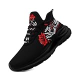 Men's Skull Running Shoes Lightweight Breathable Cushion Sports Walking Sneaker Black Cool Workout Gym Training Tennis Shoes