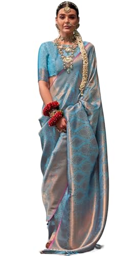 Image of SWORNOF Women's kanjivaram banarasi silk saree for Patola festival Wedding silk with rich pallu Design sarees for women with blouse piece