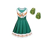 ZIVANTO Girls Cheerleader Costume for Halloween Cosplay Dresses Toddlers Cheerleading Outfits Pleated Skirt Party Role Play School Uniform Basketball Performance Dress-Up Green 110