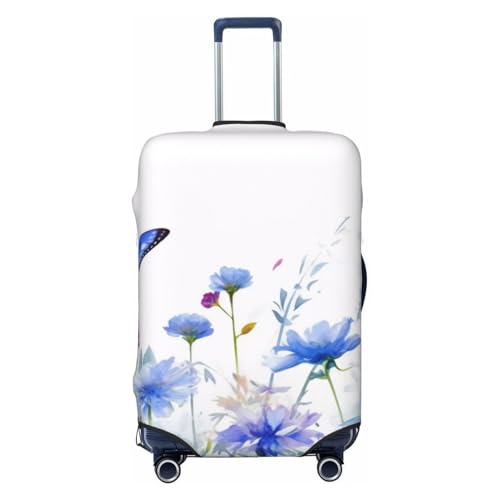 Dragonfly And Flowers Print Luggage Suitcase Covers Elastic Washable Luggage Protector Luggage Covers For Suitcase