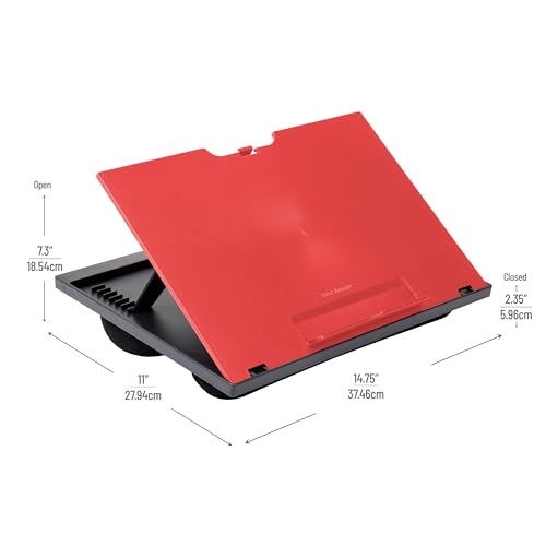 Mind Reader Anchor Collection, Scrivania Portatile Regolabile A 8 Posizioni, Con Cuscini Integrati, Colore: Rosso - 3