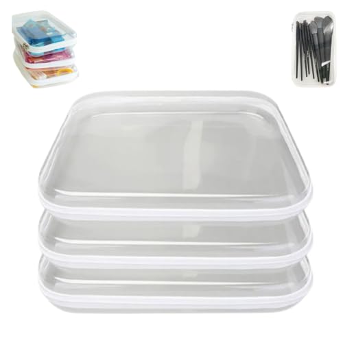 cenryusa 3 bolsas duras de plástico transparente con cremallera, plegable, para artículos pequeños, juguetes, bloques de construcción, rompecabezas, cosméticos, accesorios de papelería, tamaño grande