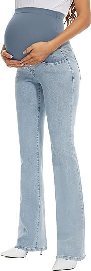 swabs® The Belly Bell Bottoms Flare Denim Pants Pregnancy Clothes,Women's Stretch Maternity Bootcut Jeans with Pockets Over - Image 6 thumbnail