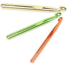 Katech Large Crochet Hook Set- 3PCS 15mm, 12mm, 10mm Aluminum Hooks for Chunky Yarn, Ergonomic Handle for Arthritic Hands