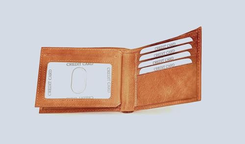 Genuine Leather men's wallet.Genuine Leather Bifold Wallet for Men,8 Credit/Debit Card Slots, 2 Currency Compartments, 2 ID Card Windows,2 Secret Compartments.4