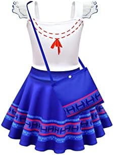 Toddler Kids Luisa Costume Dress Cosplay Luisa Madrigal Lace Sleeve for Girls with Bag,150