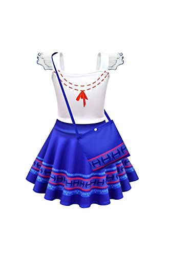 Toddler Kids Luisa Costume Dress Cosplay Luisa Madrigal Lace Sleeve For Girls With Bag,150 #TOP26