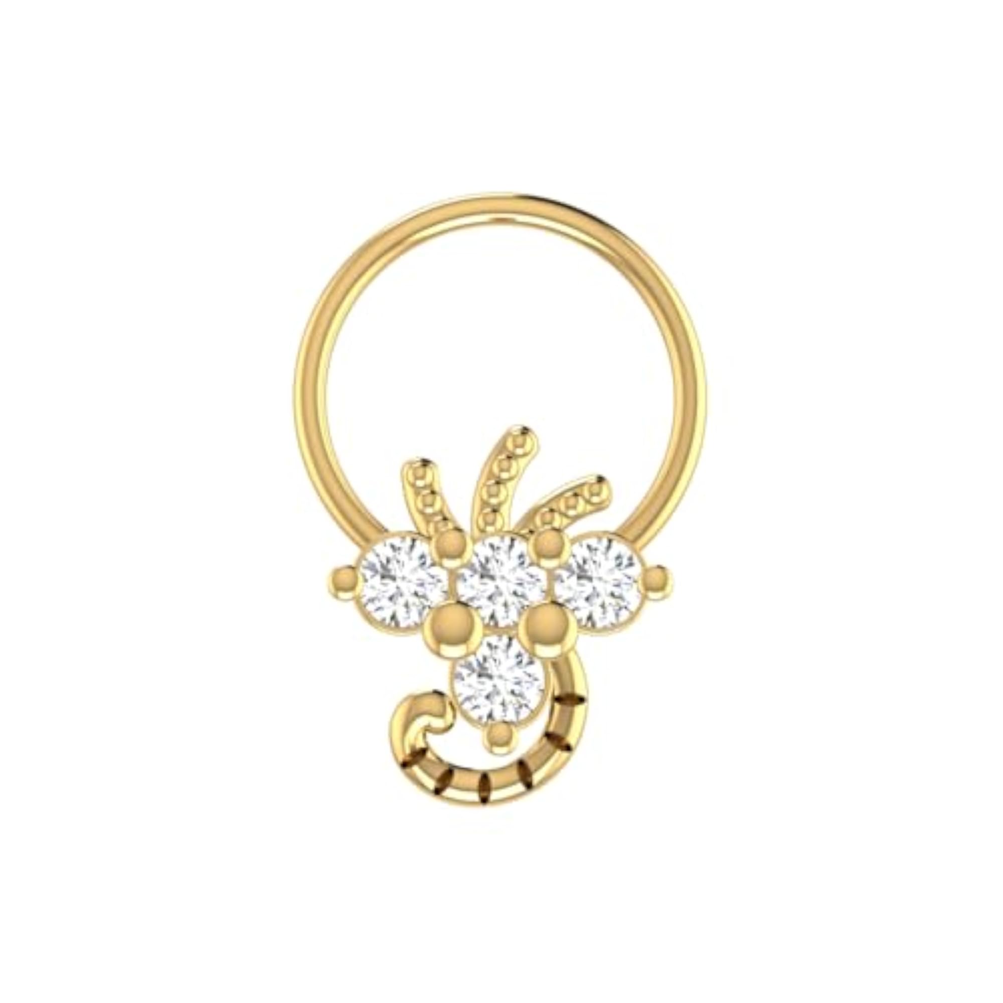Women's 14Kt Yellow Gold Stud Nose Ring, Classic