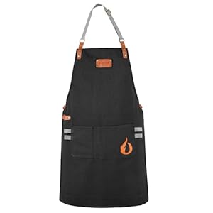 onlyfire Verstellbare Grillschürze mit 2 Taschen, Kochschürze Wasserdicht Schürze mit 127cm Langen Bändern, Küchenschürze für Männer und Frauen, Gärtnerschürze für Grill, Küche, Restaurant
