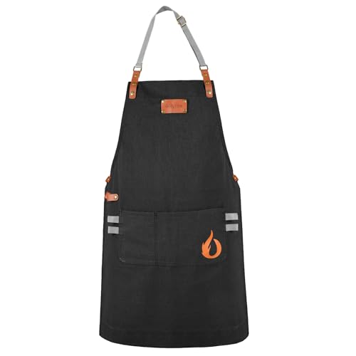 onlyfire Verstellbare Grillschürze mit 2 Taschen, Kochschürze...