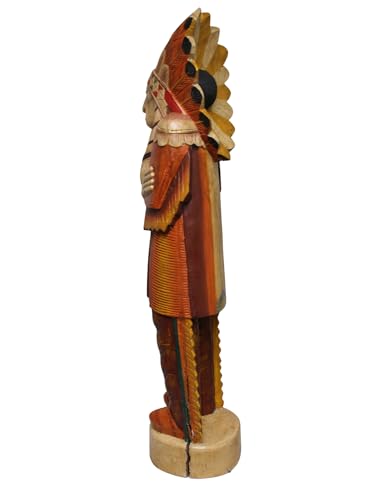 Estatua gigante de jefe indio tallada a mano de madera 59 in miniatura 2