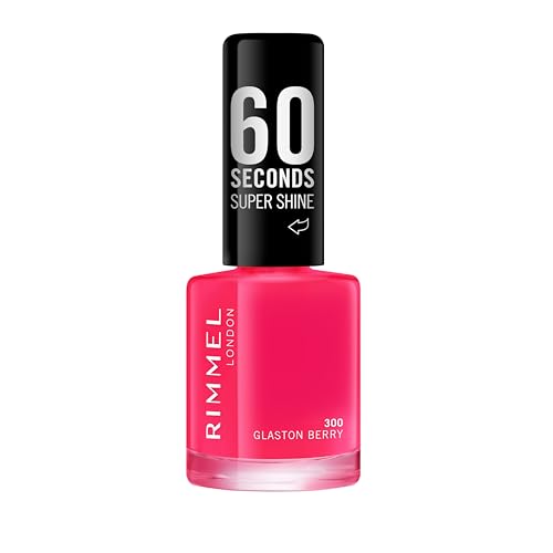 Rimmel 60 Seconds Super Shine Smalto, Smalto asciugatura rapida, Colore vibrante, A lunga tenuta, 8 ml, 300 Glaston Berry