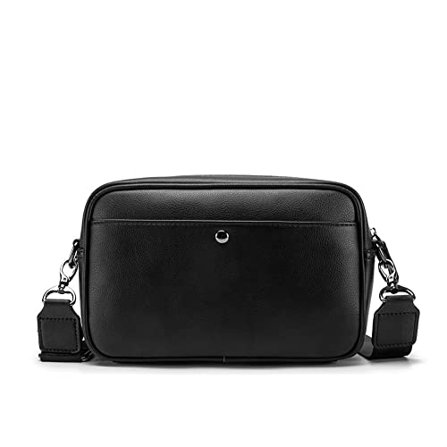 Solid Color Men's Shoulder Messenger Bag Fashion Soft Black Men's Retro Single Small Square Bag (Color : C5)3