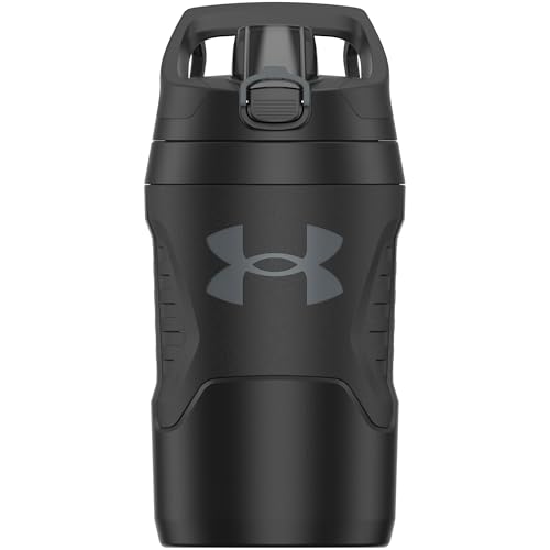 Image of Under Armour 32 oz Insulated Water Bottles - Sports Water Jug with Fence Hook, Leak Resistant for Baseball, Football & More, 32 oz Insulated, Black /Black