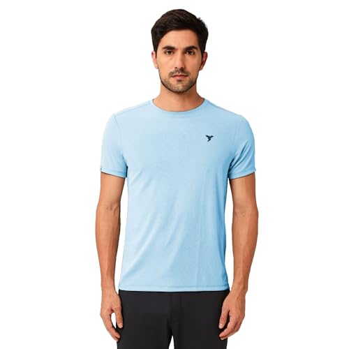 Image of TECHNOSPORT Men's Slim Fit Polyester Activewear Sports T-Shirt with Moisture-Wicking Comfort for Workout, Running & Gym