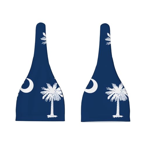 Newborn Baby Hat, South Carolina Flag Print Soft Top Knot Beanie Cap, Cute Baby Headwear for 0-6 Months Black3