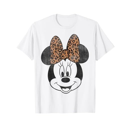 Disney Minnie Mouse Distressed Vintage Leopard Bow Portrait T-Shirt
