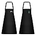 kissral 2 Piezas Delantal Cocina Negro Unisex Delantales de Cocinero para Restaurante Barbacoa Cocinar Hornear Delantal Profesional para Cocina, Jardinería, Restaurante, Barbacoa, Cafetería