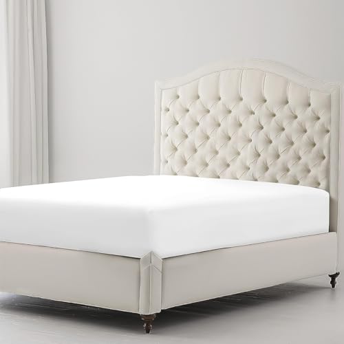 VOZBI Super Soft Polycotton Fitted Sheet King Size Bed, Premium Quality Winkle Free 9Inch Deep Fitted Sheet, Great Fit Highly Durable Fitted Sheet, Cozy and Breathable Sleep (White, King Size)