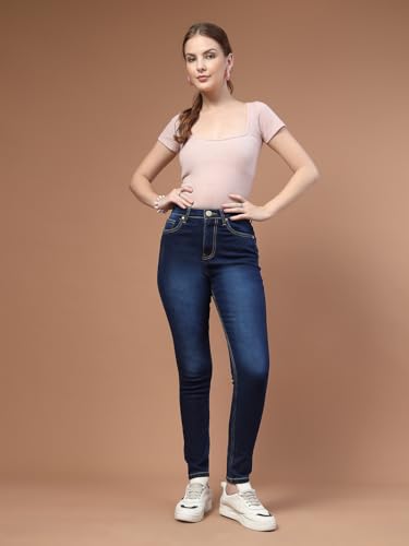 Image of Style Quotient Women Tinted Blue HIGH Rise Straight FIT Jeans