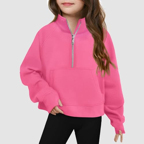 Cute Tops For Teen Girls Cropped Long Sleeve Half Zip Sweatshirt Clothes Pullover Fall Fashion Youth Blouses2