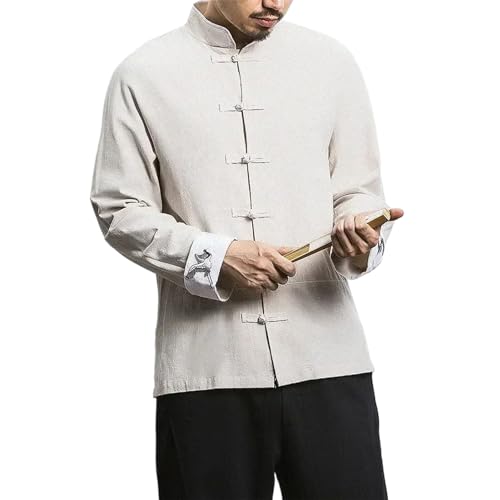 Hanfu homme broderie grue en coton de qualité supérieure pour art martial