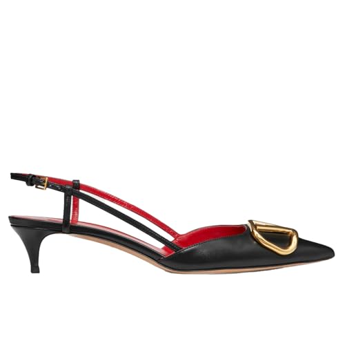 Women's Kitten Slingback Heels Pointed Toe Low Heel Pumps4