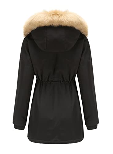 Easyoyo Casacos de inverno femininos sólidos e quentes com capuz, jaqueta grossa e acolchoada, casac