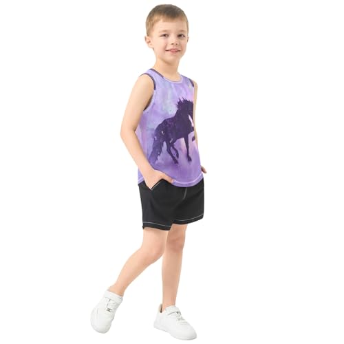 Boys' Tank Top Shirt Unicorn and Purple Nebula Sleeveless T-Shirts4
