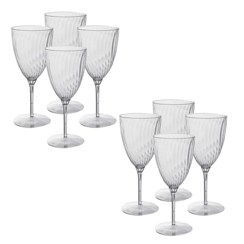 LOORGVEL 8個 使い捨てプラスチックワイングラス 感ある透明設計 パーティーやイベントに 清潔簡単後片付け不要