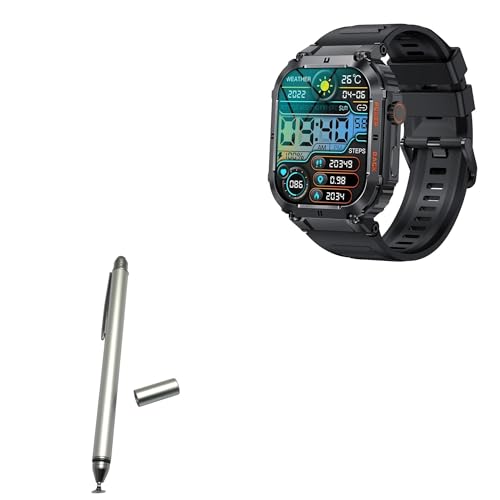 BoxWave Stylus Pen Compatible with Intelligent Galaxy IG-68 - DualTip Capacitive Stylus, Fiber Tip Disc Tip Capacitive Stylus Pen - Metallic Silver