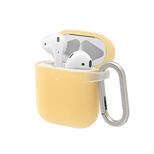 RhinoShield Case with Carabiner Compatible with Apple [AirPods Series 2/1] | Military Grade Drop Protection, Scratch Resistant, Wireless Charging - [Canary Yellow, Standard Set]